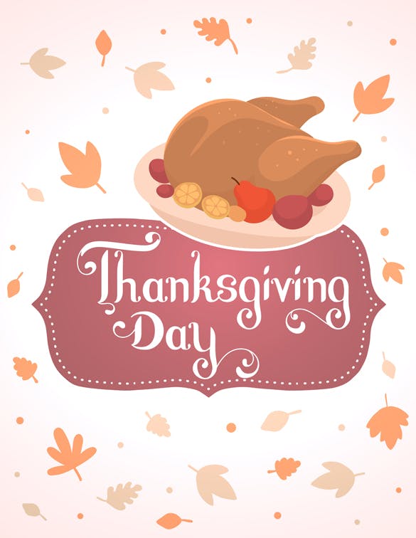 感恩节金色烤火鸡矢量图形设计素材 Thanksgiving golden roasted turkey插图(2)