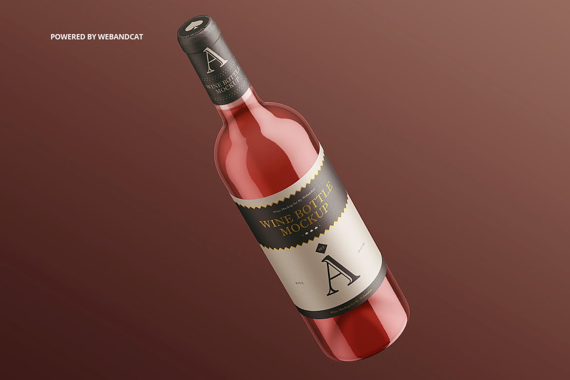 洋酒/葡萄酒酒瓶外观设计效果预览样机 Wine Bottle Mockup插图(9)