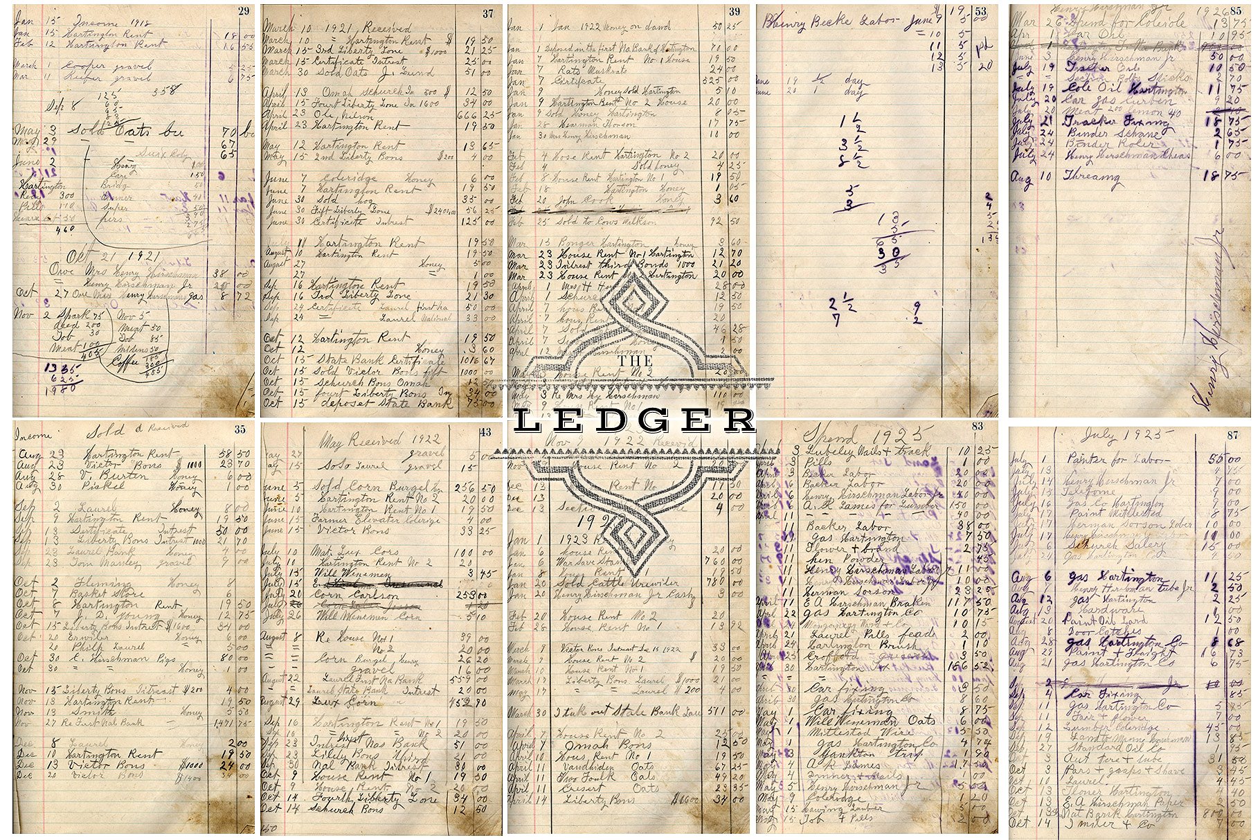复古分类账本高清叠层&纸张 Ledger Hi-Res Overlays & Papers插图(1)