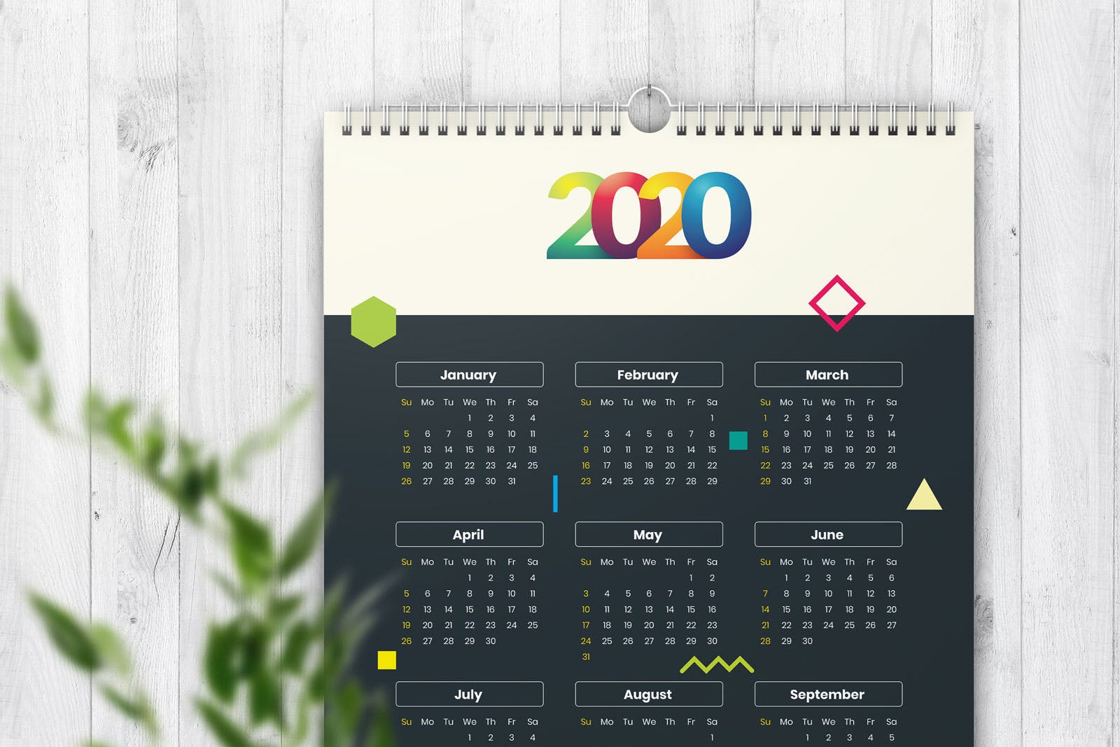 即拿即用2020年单页日历表设计模板 New Calendar 2020插图(1)