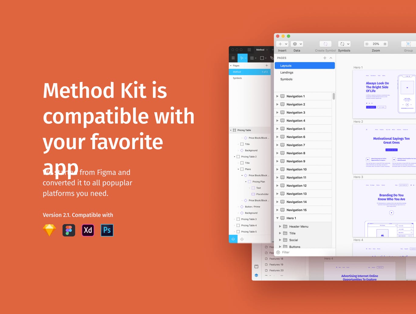 SKETCH&XD设计工具网站线框图模板素材 Method Wireframe Kit 2.3插图(2)