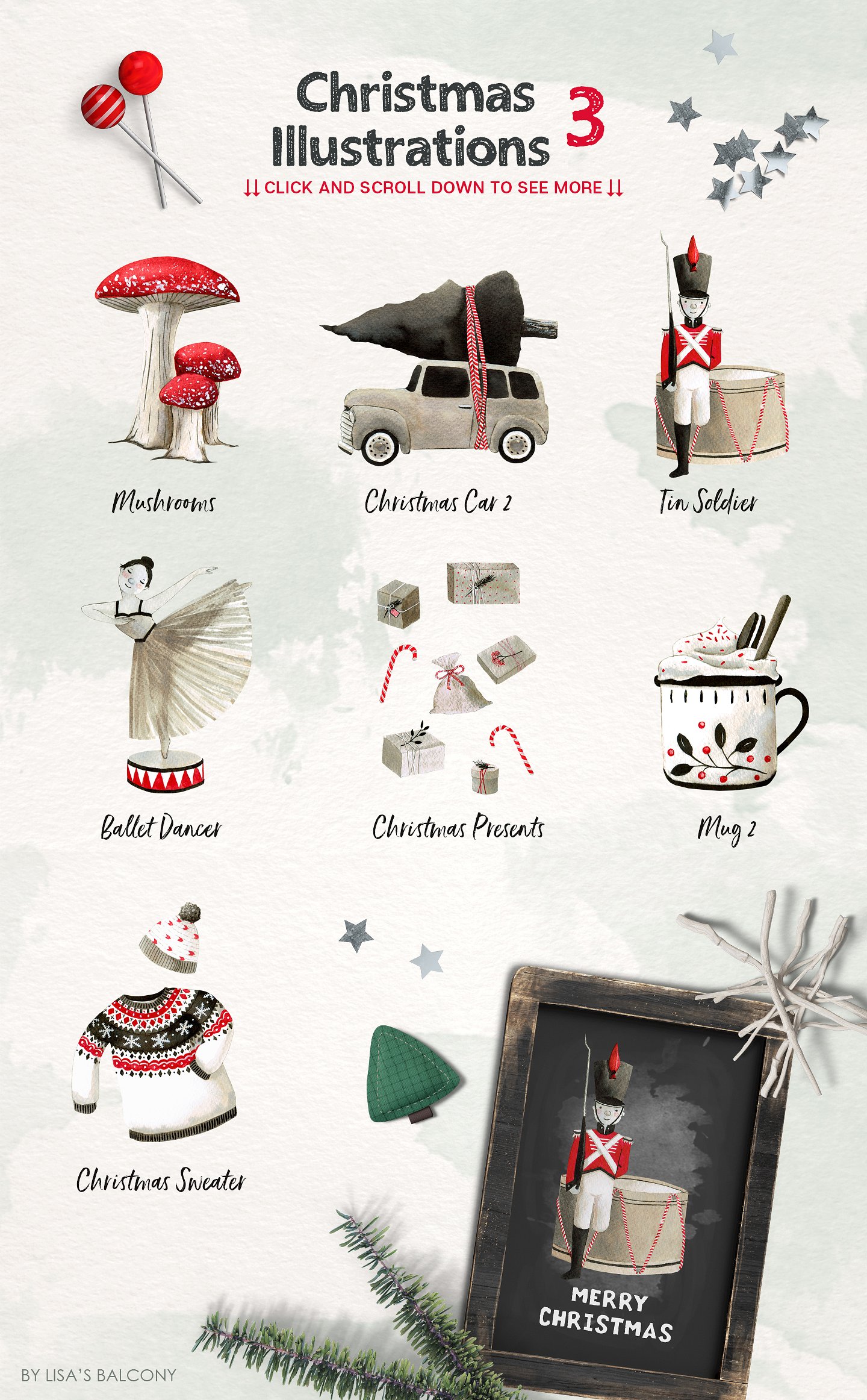 Christmas Illustration Inktober漂亮实用的圣诞节手绘插画素材合辑下载[psd,png]插图(3)