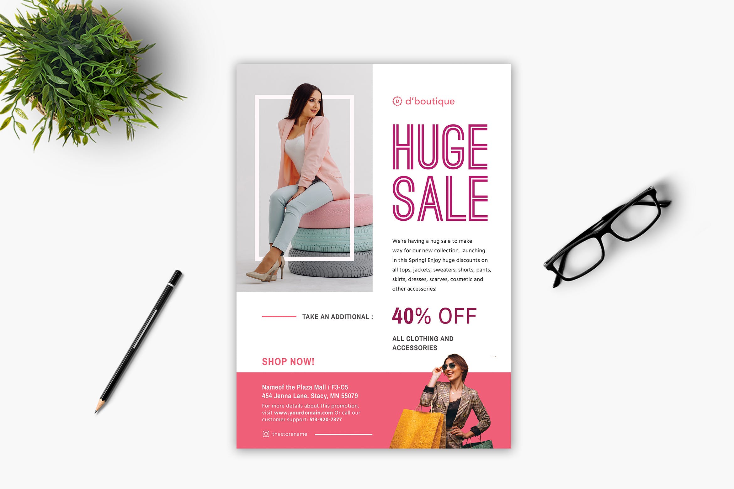 大型服装商城特卖会海报传单设计 HUGE Sale Flyer插图