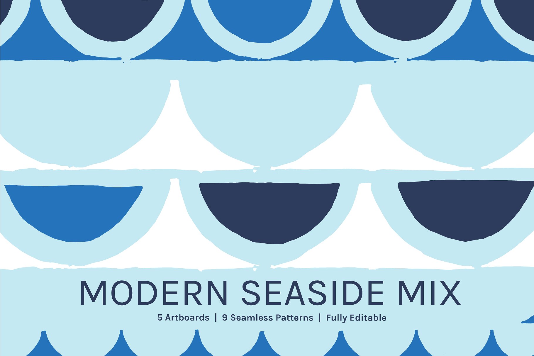 抽象现代海滨蓝半圆设计图案 Modern Seaside | Designs + Patterns插图