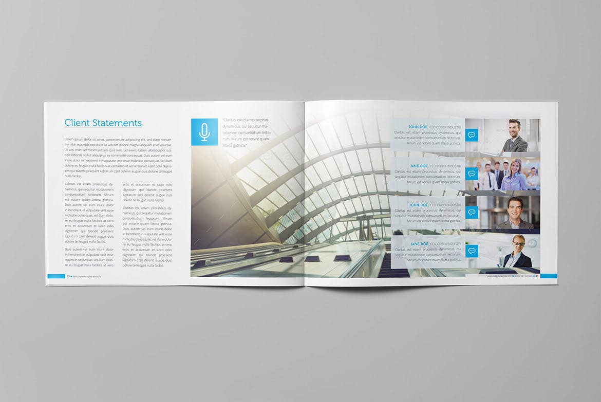 蓝色经典高科技公司画册设计模板 Blue Corporate Horizontal Brochure插图(10)