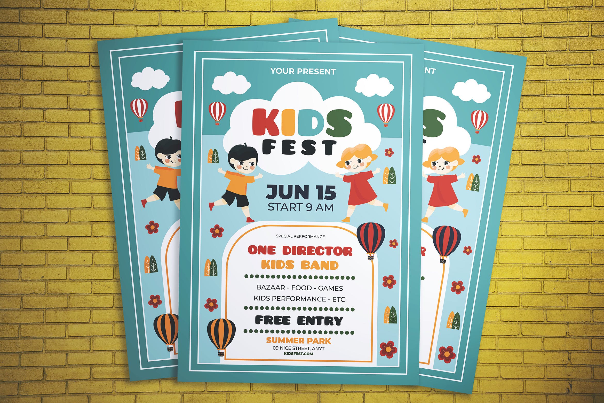 六一儿童节庆祝活动海报传单设计模板 Kids Festival Flyer插图