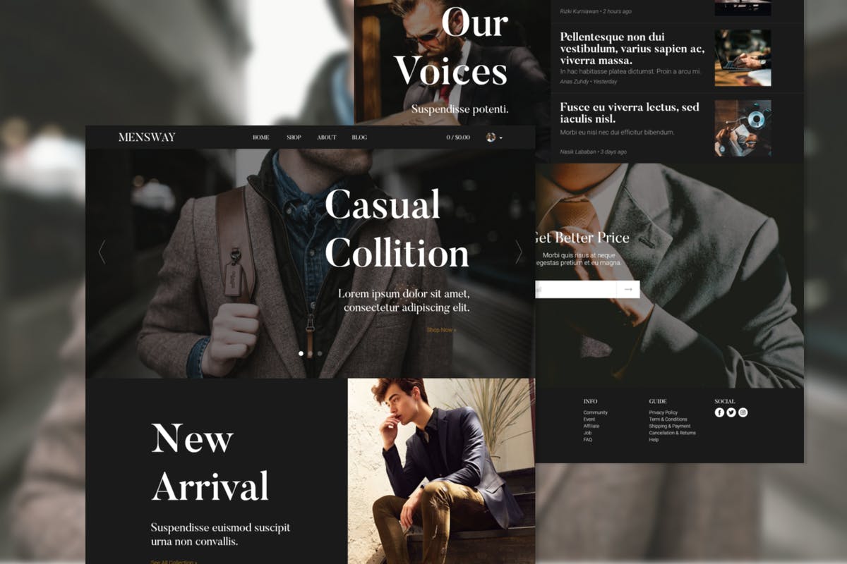 男士时尚杂志网站网站设计模板[for Adobe XD] Mensway Men Fashion Adobe XD Template插图