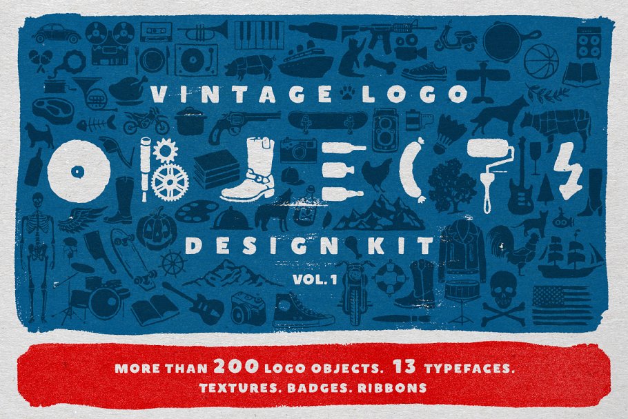 复古纯手工品牌Logo设计模板 Objects + Fonts • Vintage Logo Kit插图