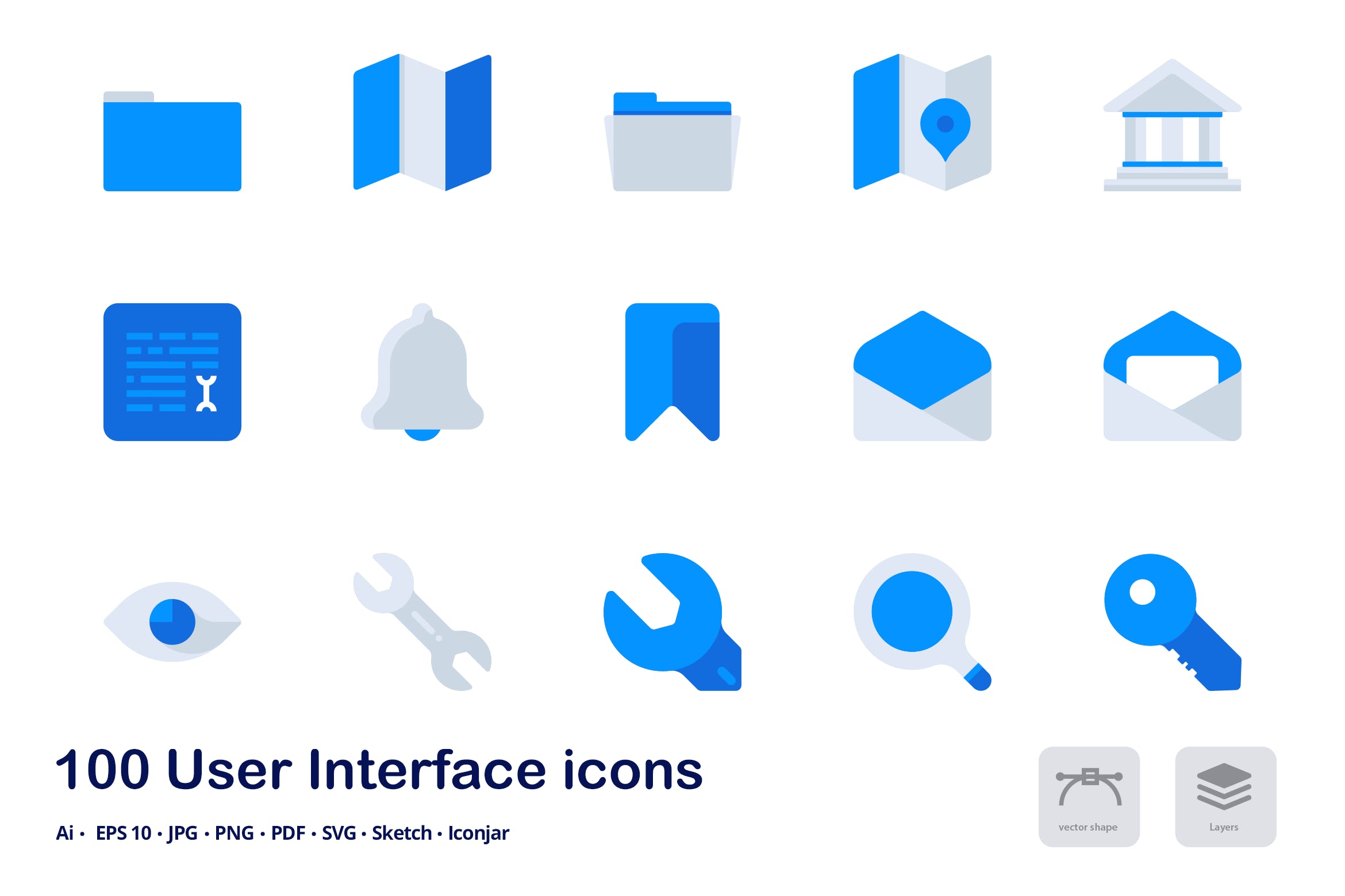 100枚用户界面设计双色调扁平化图标素材 User Interface Accent Duo Tone Flat Icons插图