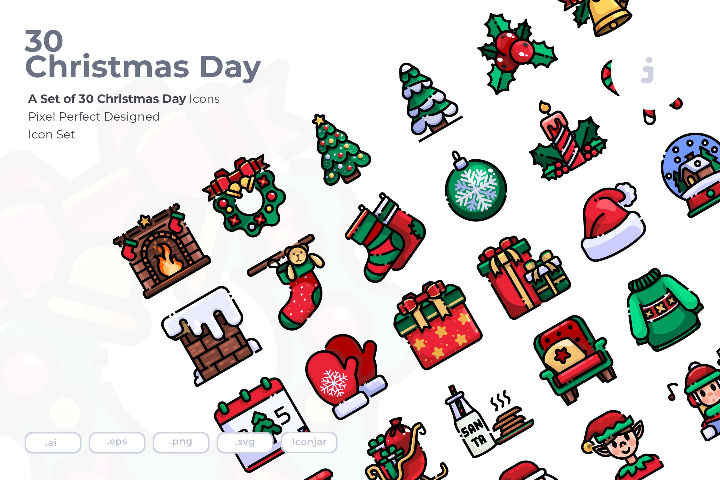 30枚圣诞节主题矢量图标 30 Christmas Day Icons插图