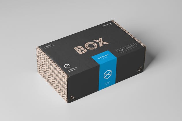 纸箱盒鞋盒礼品盒包装样机模板 Carton Box Mockup 23x14x8插图(2)