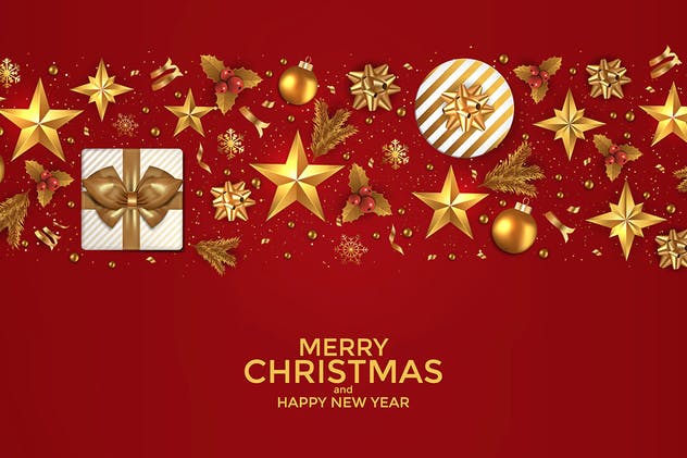 圣诞节&新年年会海报贺卡设计矢量背景 Merry Christmas and Happy New Year backgrounds插图(6)