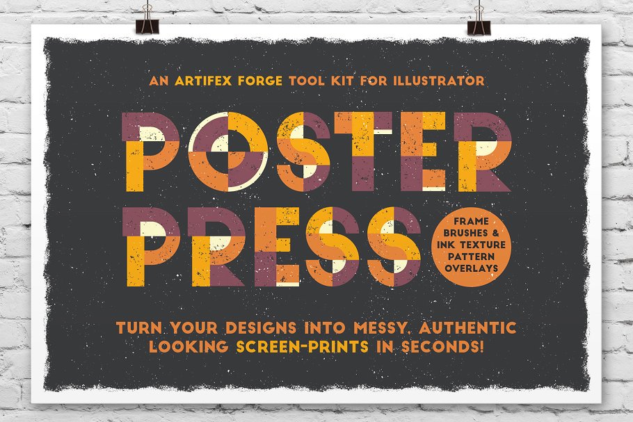 创意海报印刷效果AI笔刷 Poster Press – Screen-Print Creator插图