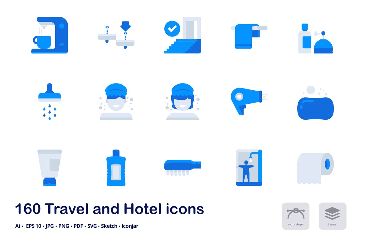 旅游&酒店主题双色调扁平化矢量图标 Travel and Hotel Accent Duo Tone Flat Icons插图(4)