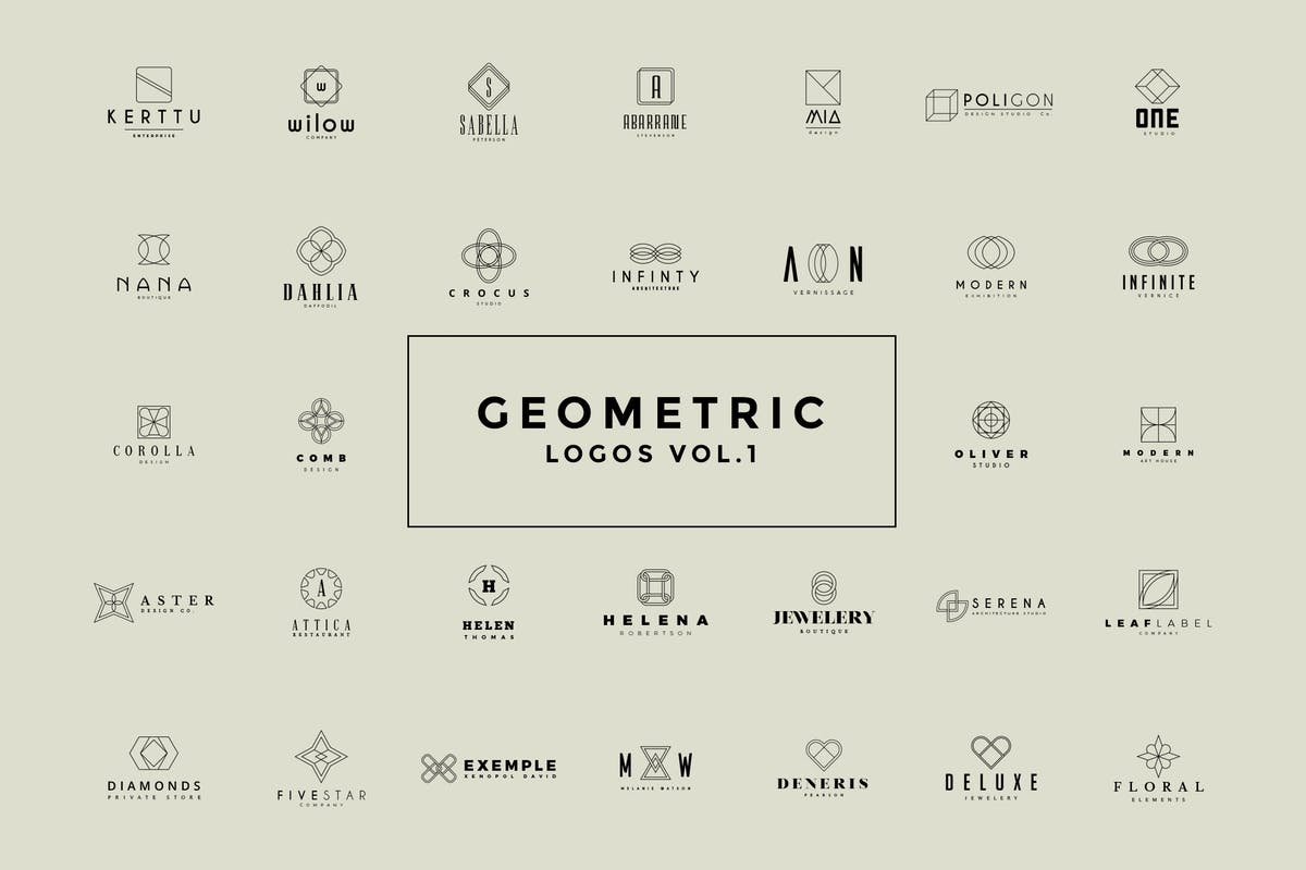 50个几何图形Logo设计模板V1 50 Geometric Logos Vol.1插图