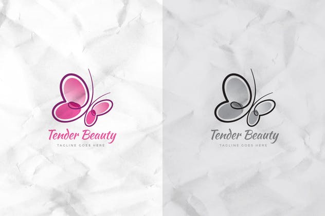 蝴蝶图形Logo设计模板 Tender Beauty Logo Template插图(2)