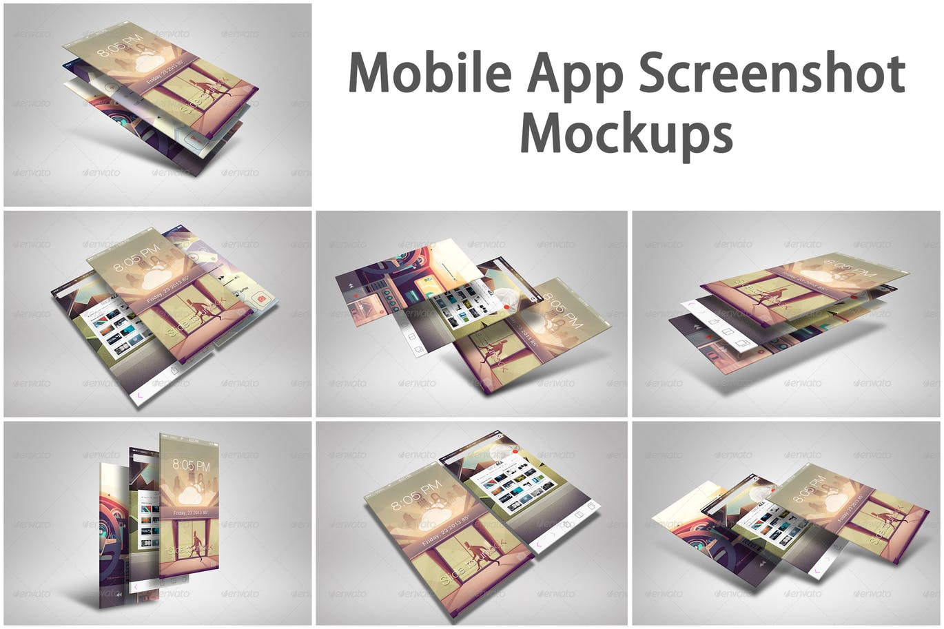 APP应用界面设计截图预览样机模板 Mobile App Screenshot Mockups插图