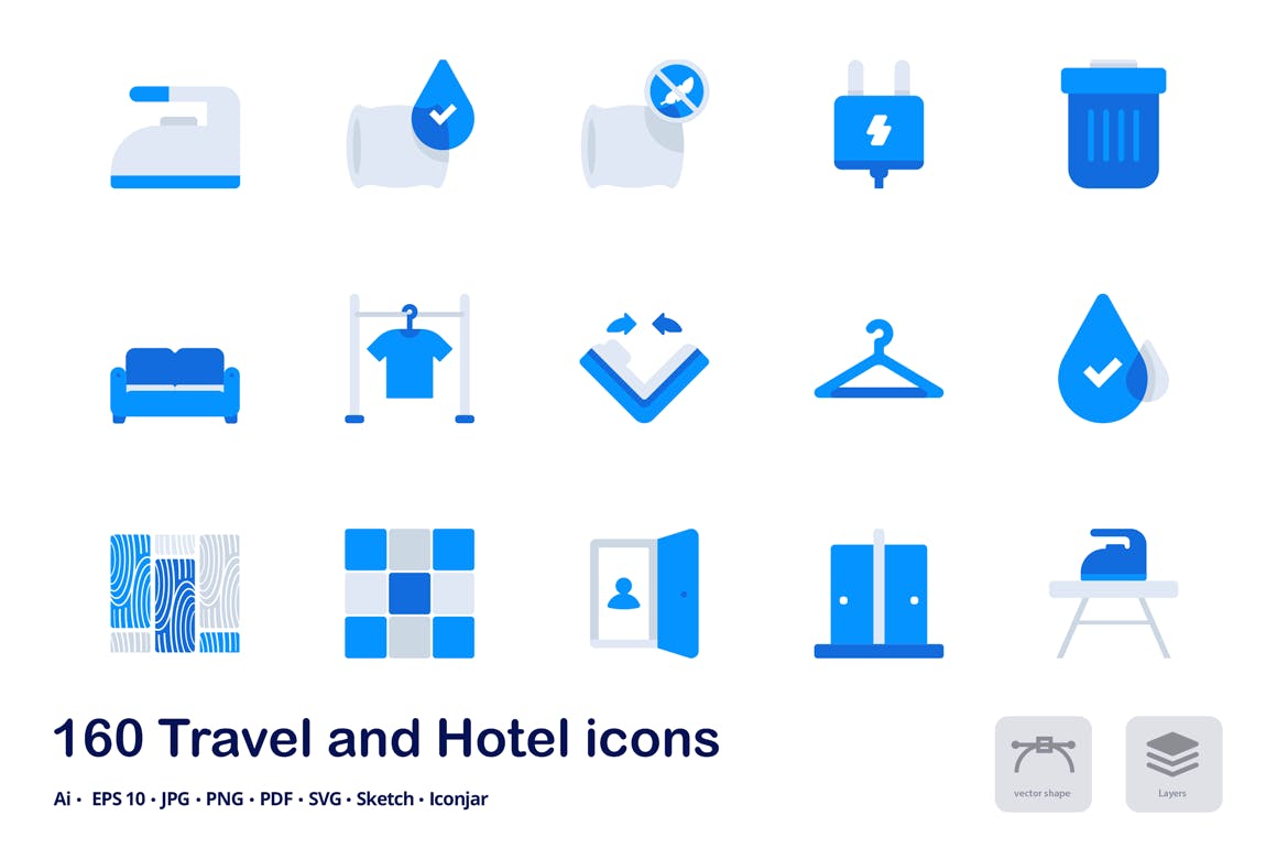 旅游&酒店主题双色调扁平化矢量图标 Travel and Hotel Accent Duo Tone Flat Icons插图(6)
