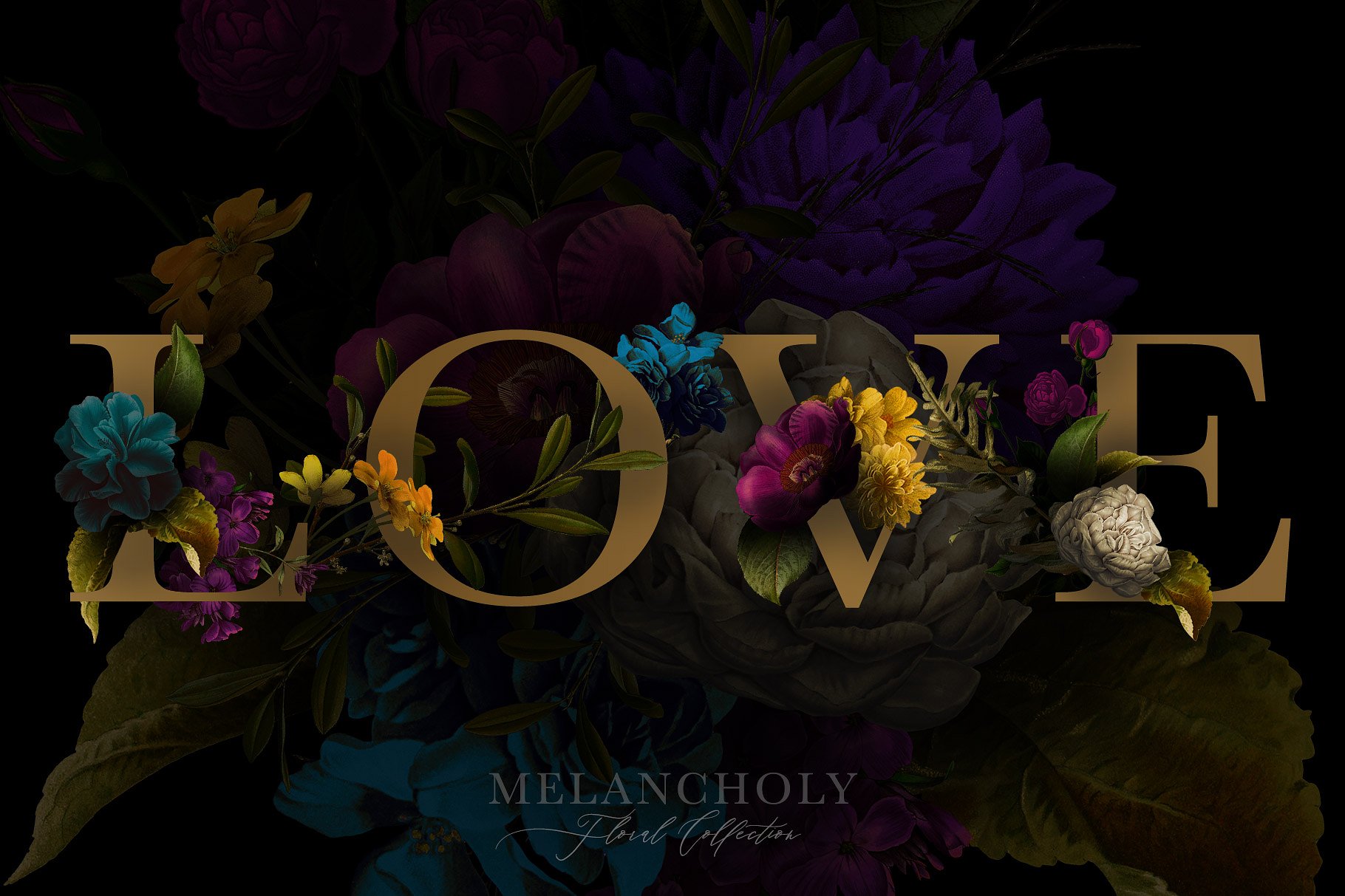 忧郁格调花卉插画合集 Melancholy Floral Collection插图(1)
