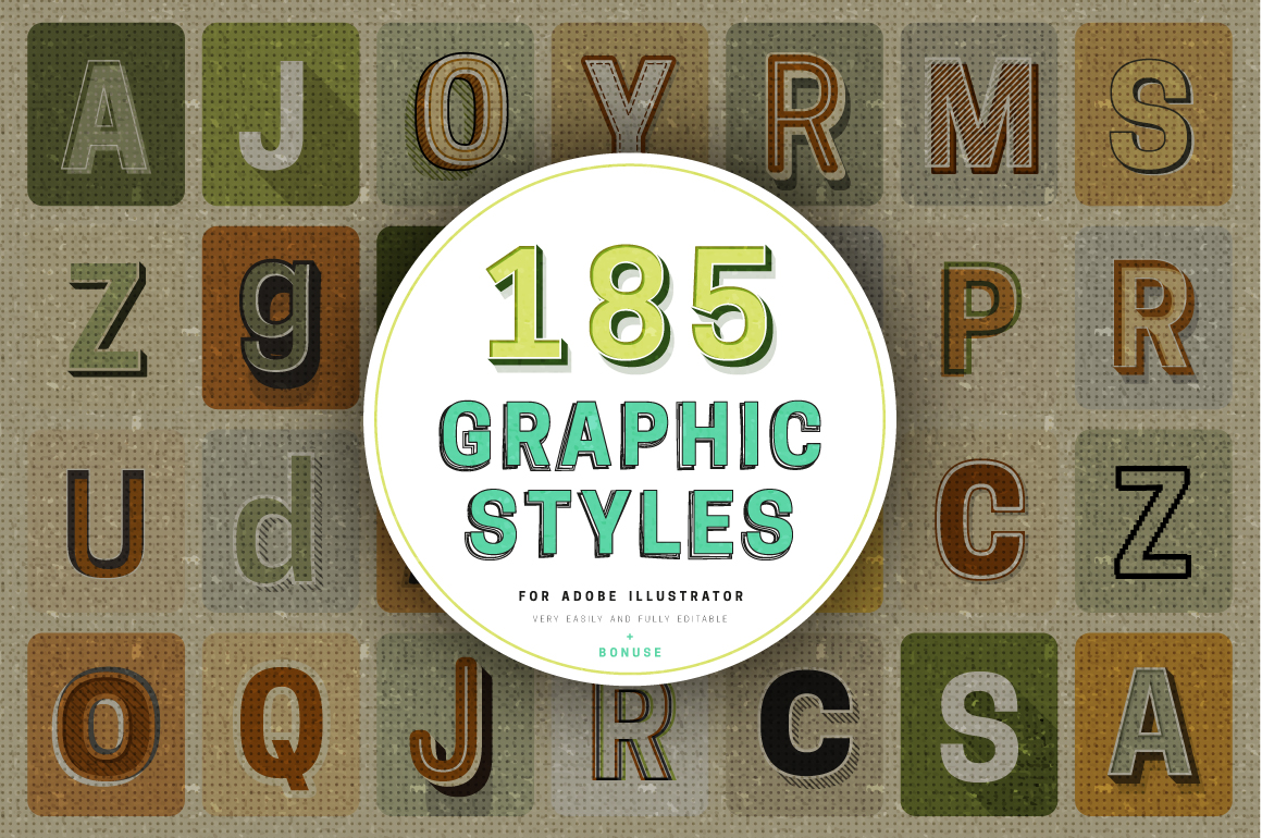 复古文字效果&复古纹理素材包 Retro Typography Graphic Styles插图