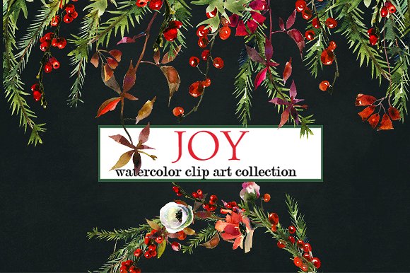 圣诞主题水彩花卉素材集 Watercolor Christmas Floral Set插图(7)
