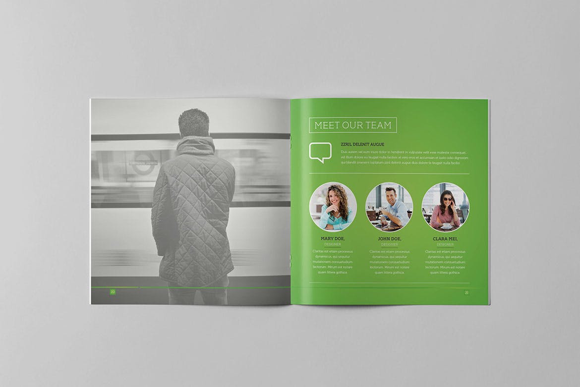 企业宣传精装画册版式设计INDD模板下载 Light Business Square Brochure插图(12)