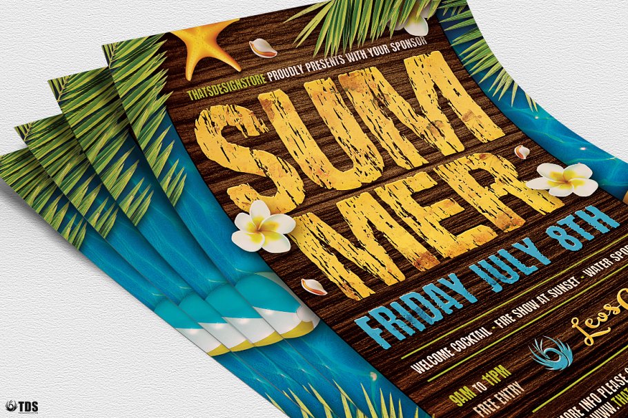 夏季热带主题聚会活动宣传单PSD模板V3 Summertime Flyer PSD V3插图(4)