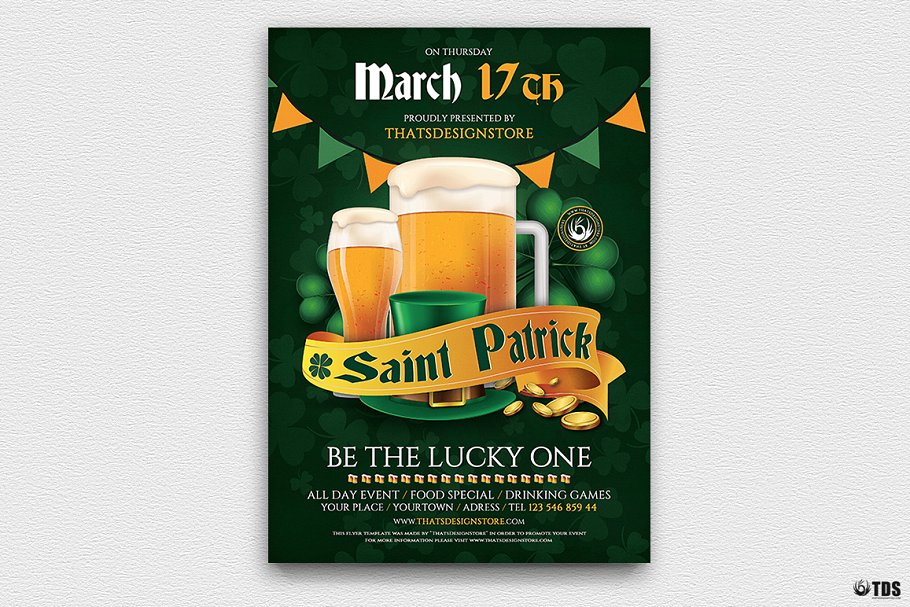 圣帕特里克啤酒节传单PSD模板V.5 Saint Patricks Day Flyer PSD V5插图(1)