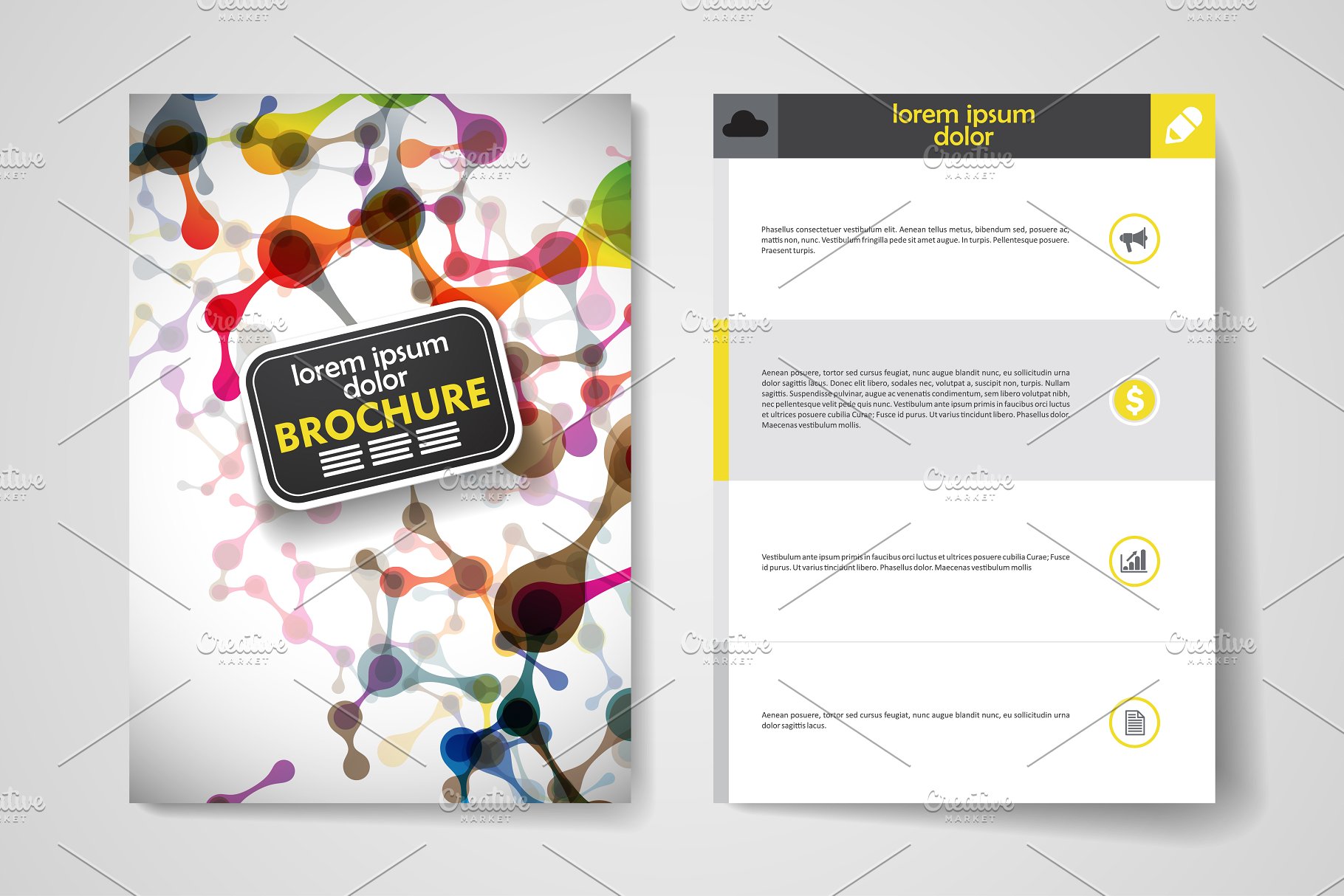 分子结构抽象图形小册子模板合集 Set of brochures in molecule style插图(1)