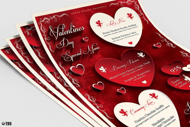 浪漫情人节传单+菜单套装V1 Valentines Day Flyer + Menu Bundle V1插图(4)
