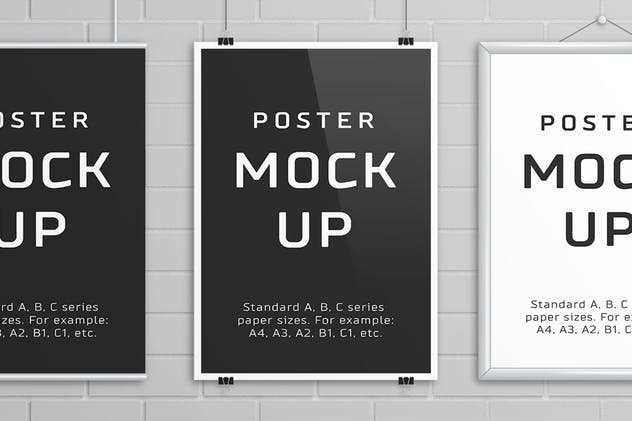 海报设计张贴效果预览样机模板 Poster Mock Up – A/B/C Paper Sizes插图(6)
