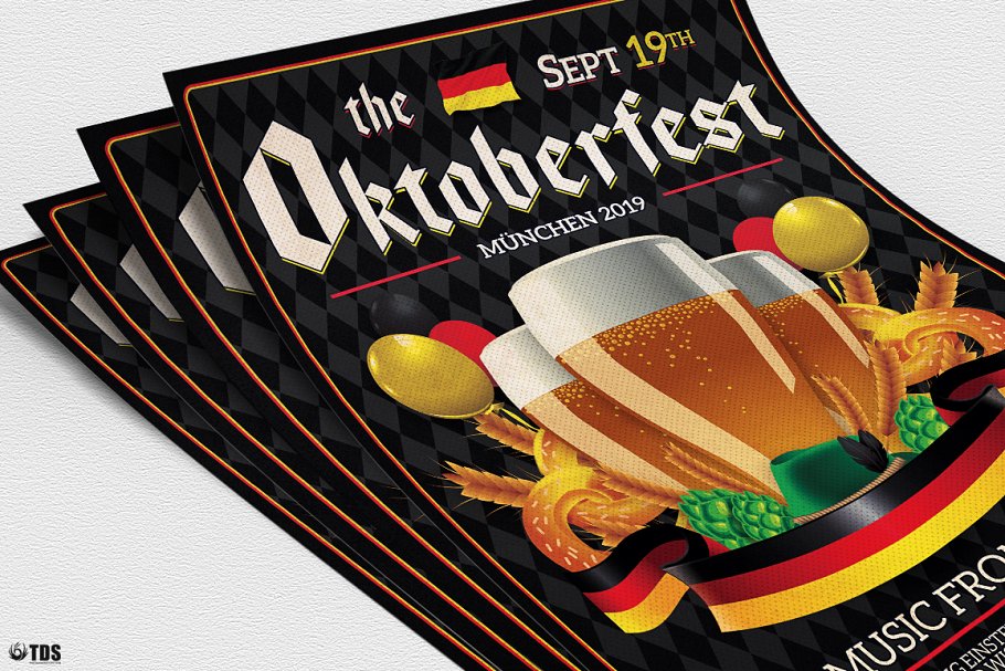 德国慕尼黑啤酒节宣传传单PSD模板V12 Oktoberfest Flyer PSD V12插图(4)