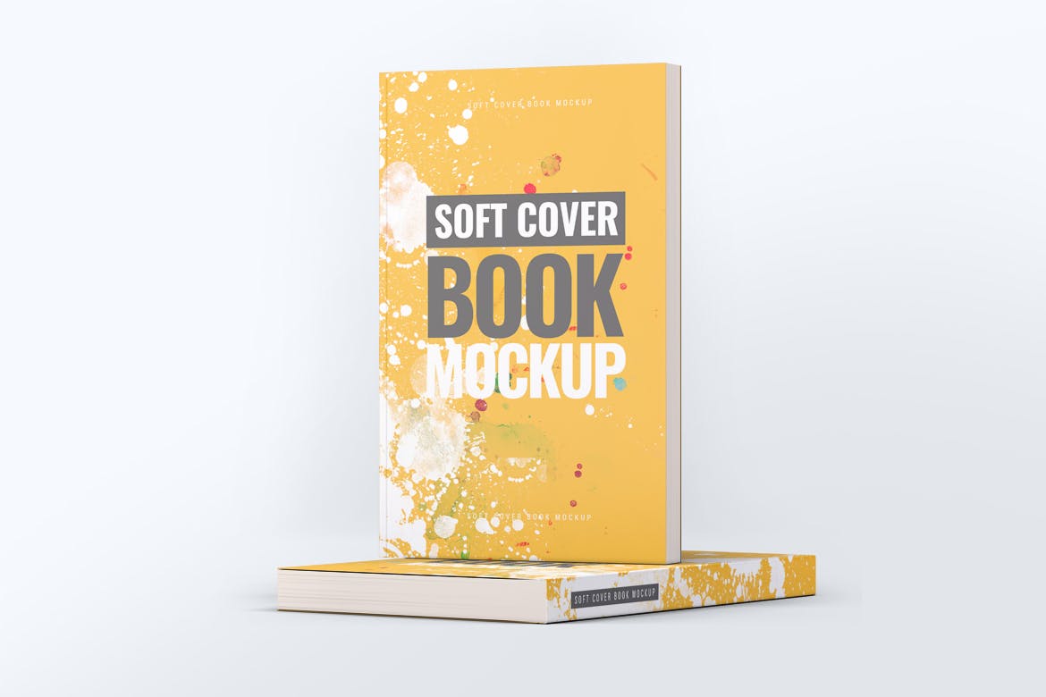 软封图书封面封底设计图样机模板 Soft Cover Book Mock-Up插图(5)