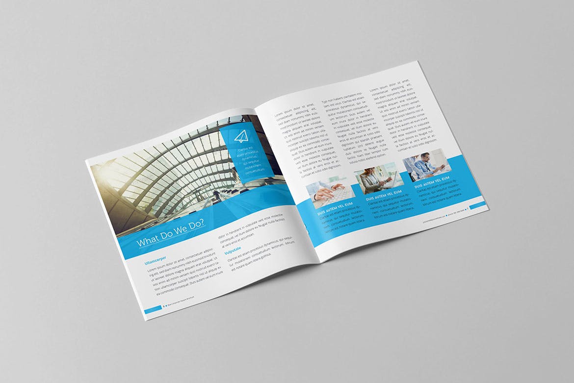 信息科技企业公司画册设计模板素材 Blue Corporate Square Brochure插图(3)