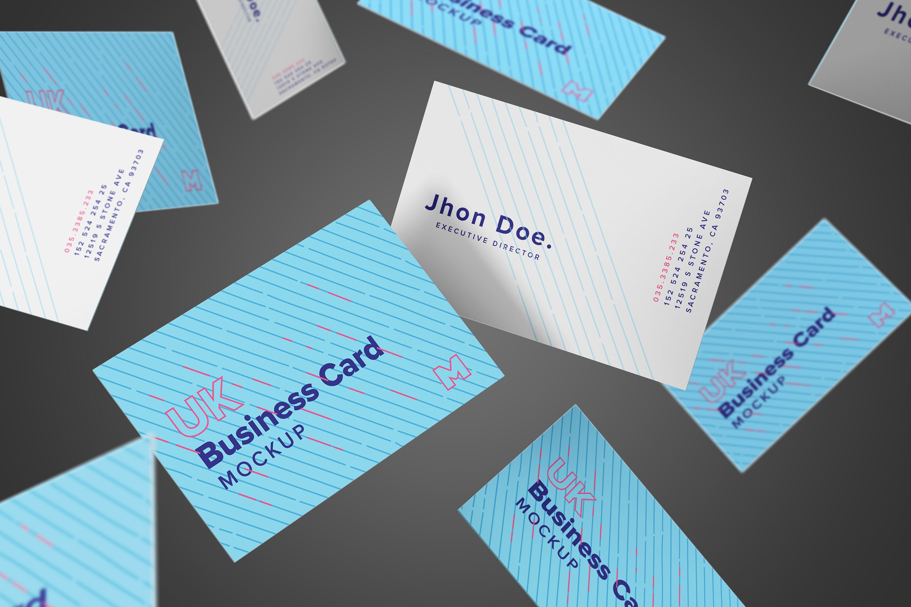 英国尺寸规格企业名片设计预览样机10 UK Business Cards Mockup 10插图(2)
