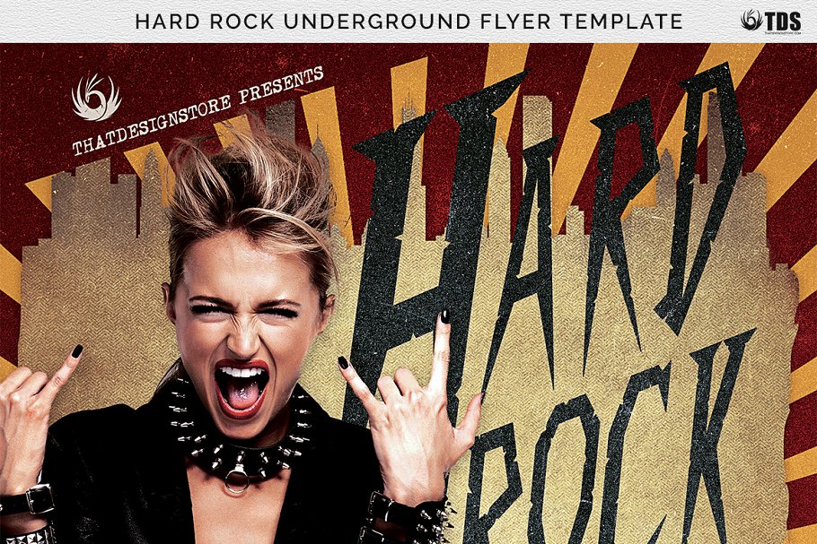地下音乐派对传单PSD模板 Hard Rock Underground Flyer PSD插图(6)