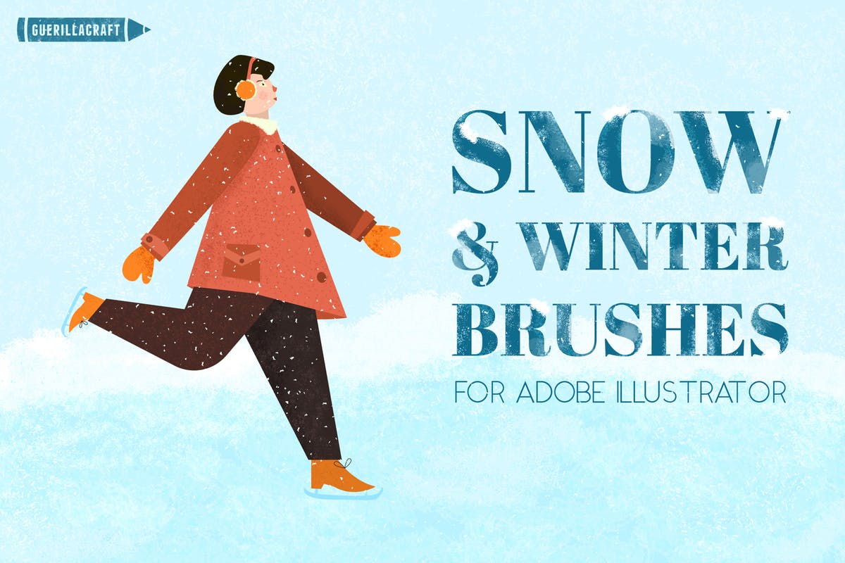 冬天雪景数码绘画AI画笔笔刷 Snow and Winter Brushes for Adobe Illustrator插图