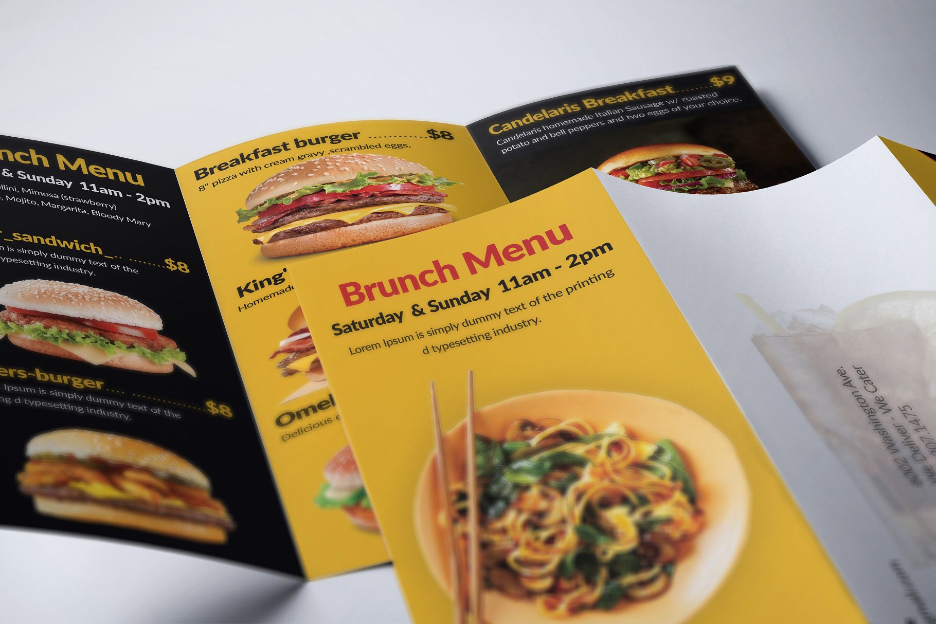 面包店西式快餐折页广告传单模板 Healthy Food Menu Brochure Trifold插图(4)