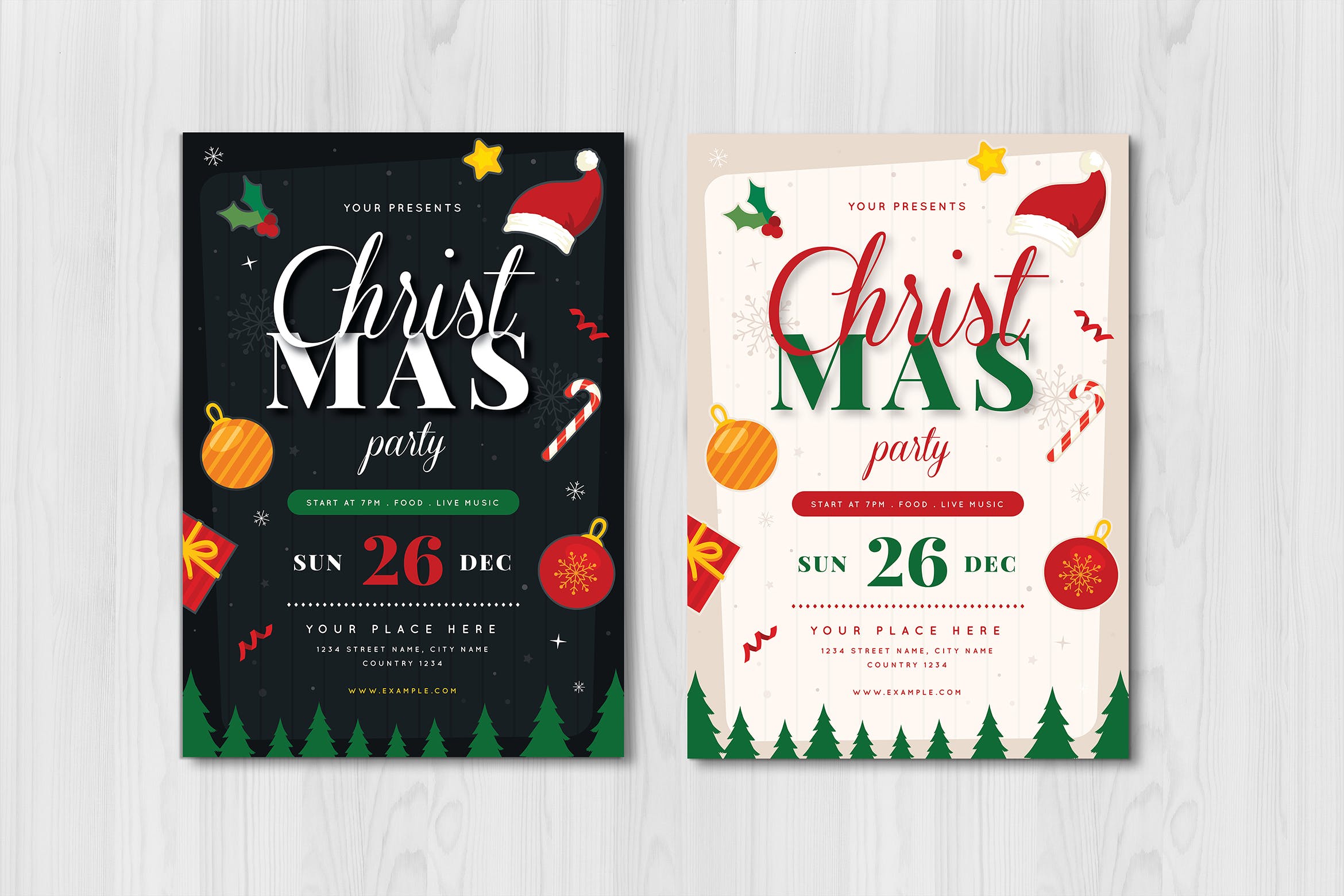 圣诞节主题派对庆祝活动海报传单模板 Christmas Party Flyer插图