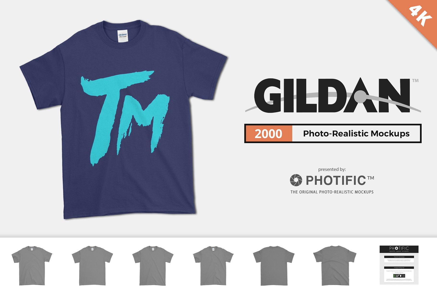 Gildan 2000 T恤设计展示样机 Gildan 2000 T-Shirt Mockups插图