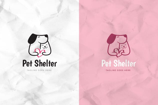 宠物收养所创意Logo设计模板 Pet Shelter Logo Template插图(2)