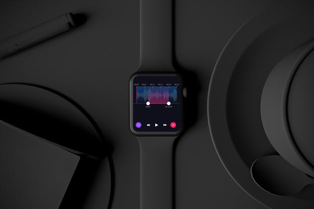 时尚深色Apple智能手表样机模板 Dark Apple watch插图(2)