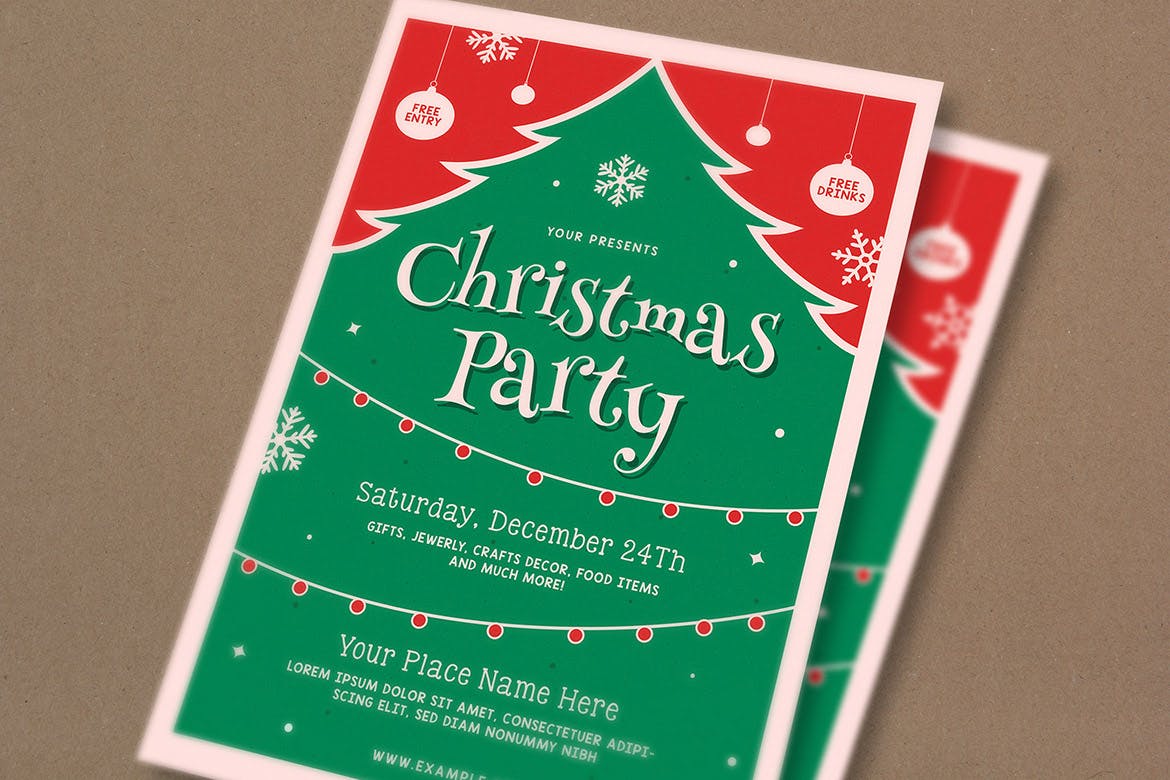 复古设计风格圣诞节活动海报传单模板v2 Retro Christmas Event Flyer插图(3)