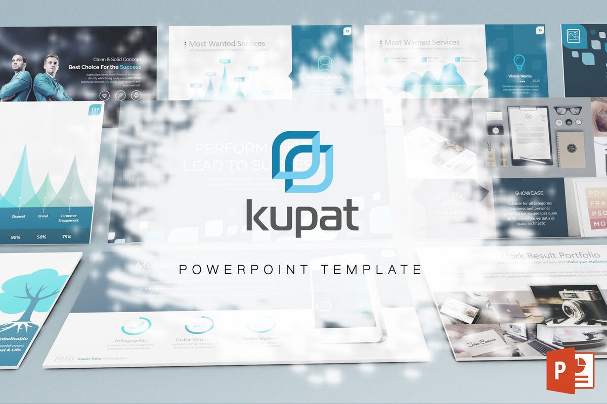 创意产业/技术/金融企业PPT幻灯片演示模板 Kupat Powerpoint Template插图
