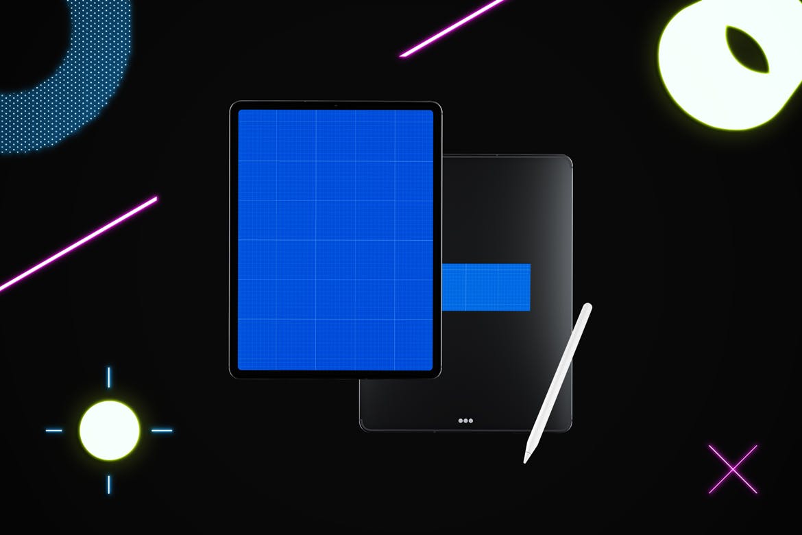 iPad Pro第三方设计屏幕预览样机模板 Neon iPad Pro Mockup插图(7)