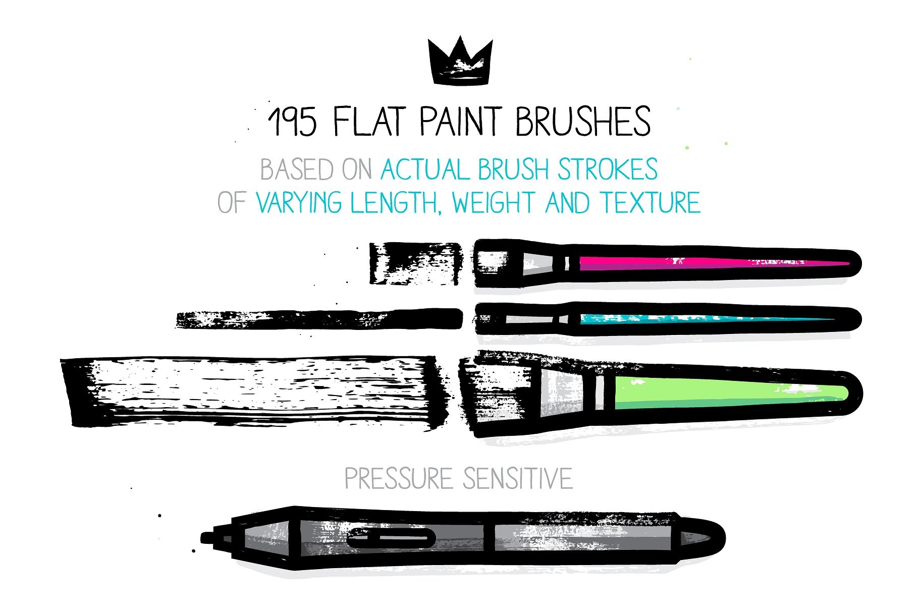 扁平笔头绘画笔画AI笔刷 AI flat paint brushes插图(1)