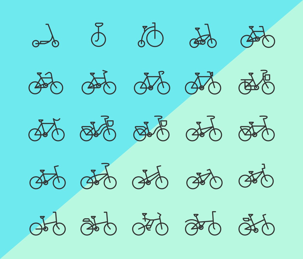 各式各样的自行车图标套装下载[For Ai]