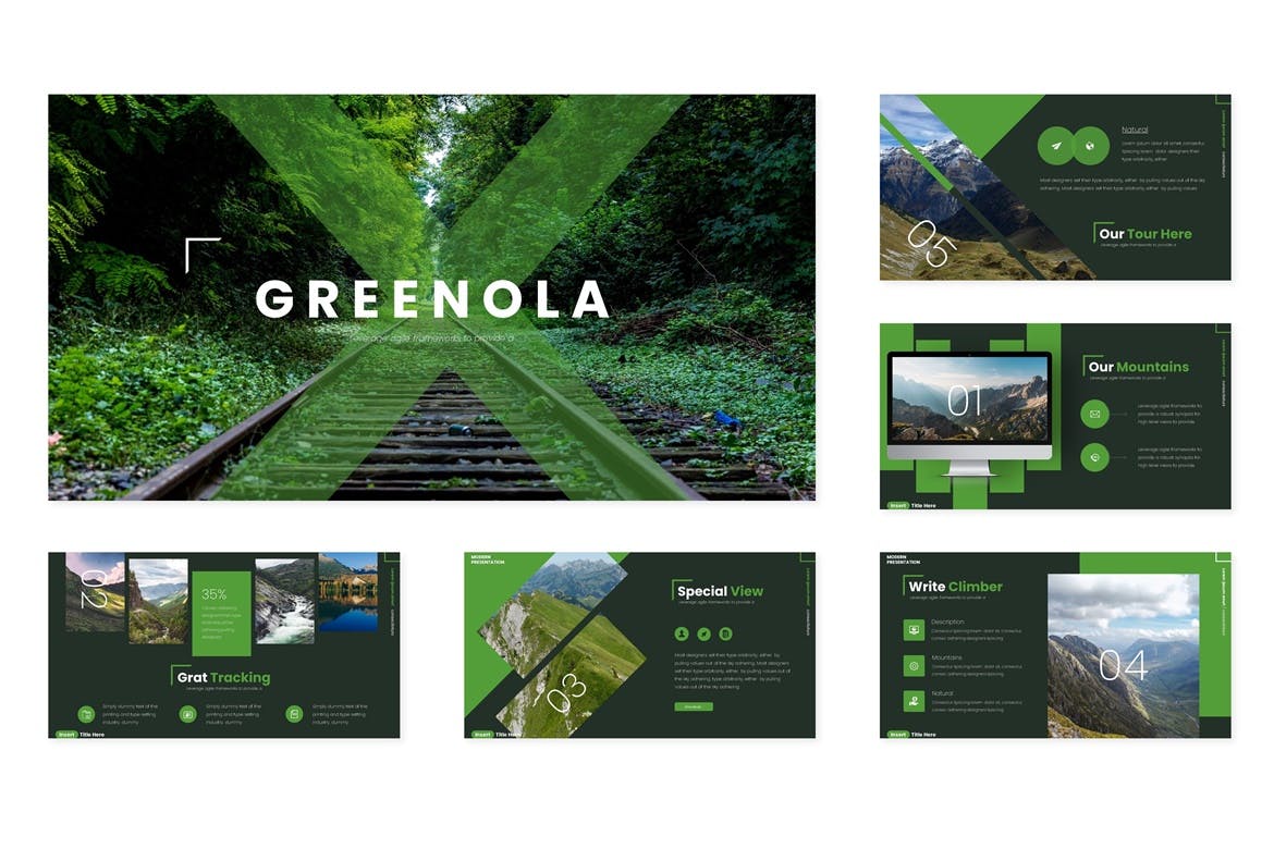 旅游摄影业务推广Keynote幻灯片模板 Greenola – Keynote Template插图(1)