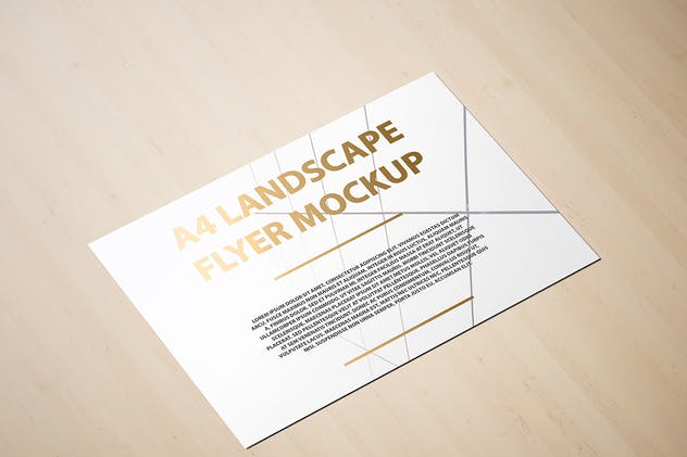 A4横向铝箔冲压工艺传单海报样机 A4 Landscape Flyer / Poster Mockup – Foil Stamping插图(11)