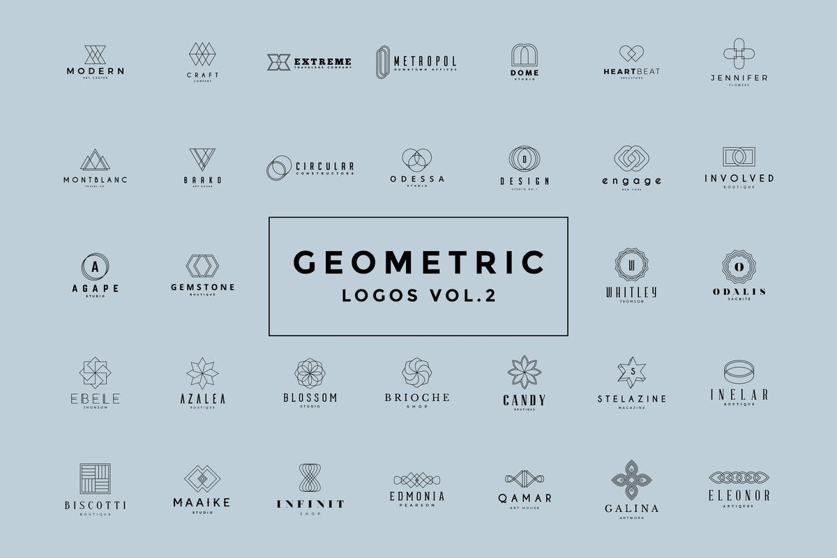 极简主义几何图形Logo标志模板V2 Geometric Logos Vol.2插图